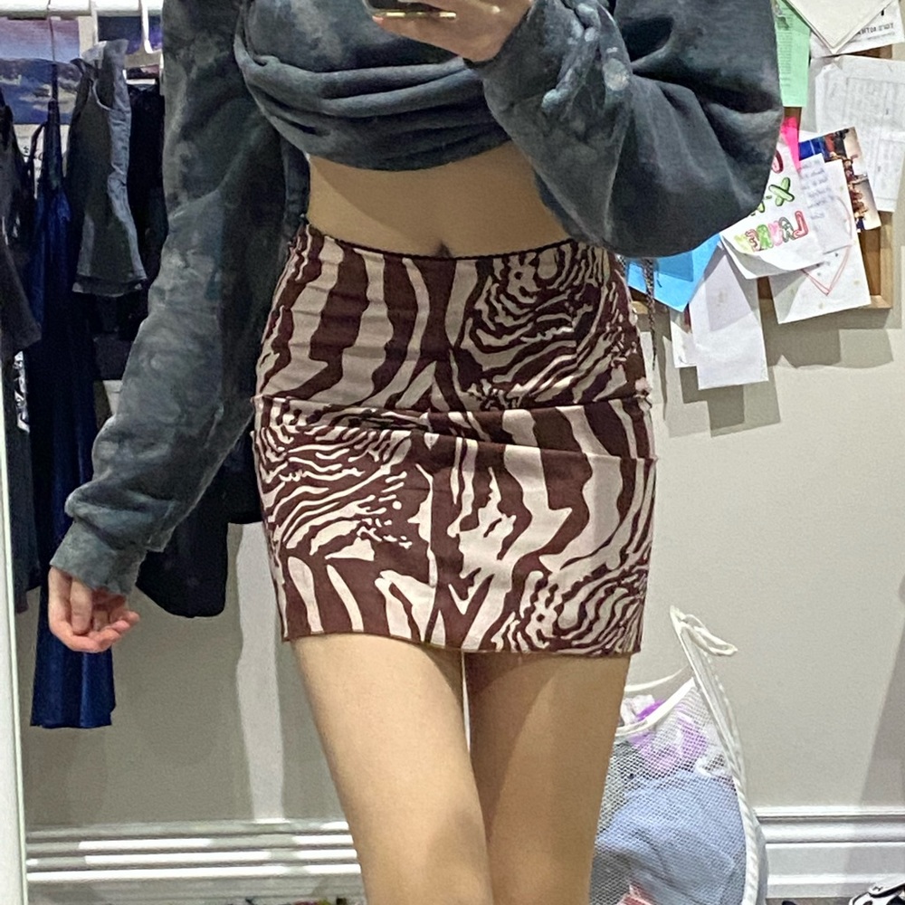 Y2k Dark and Light Brown Mini Skirt